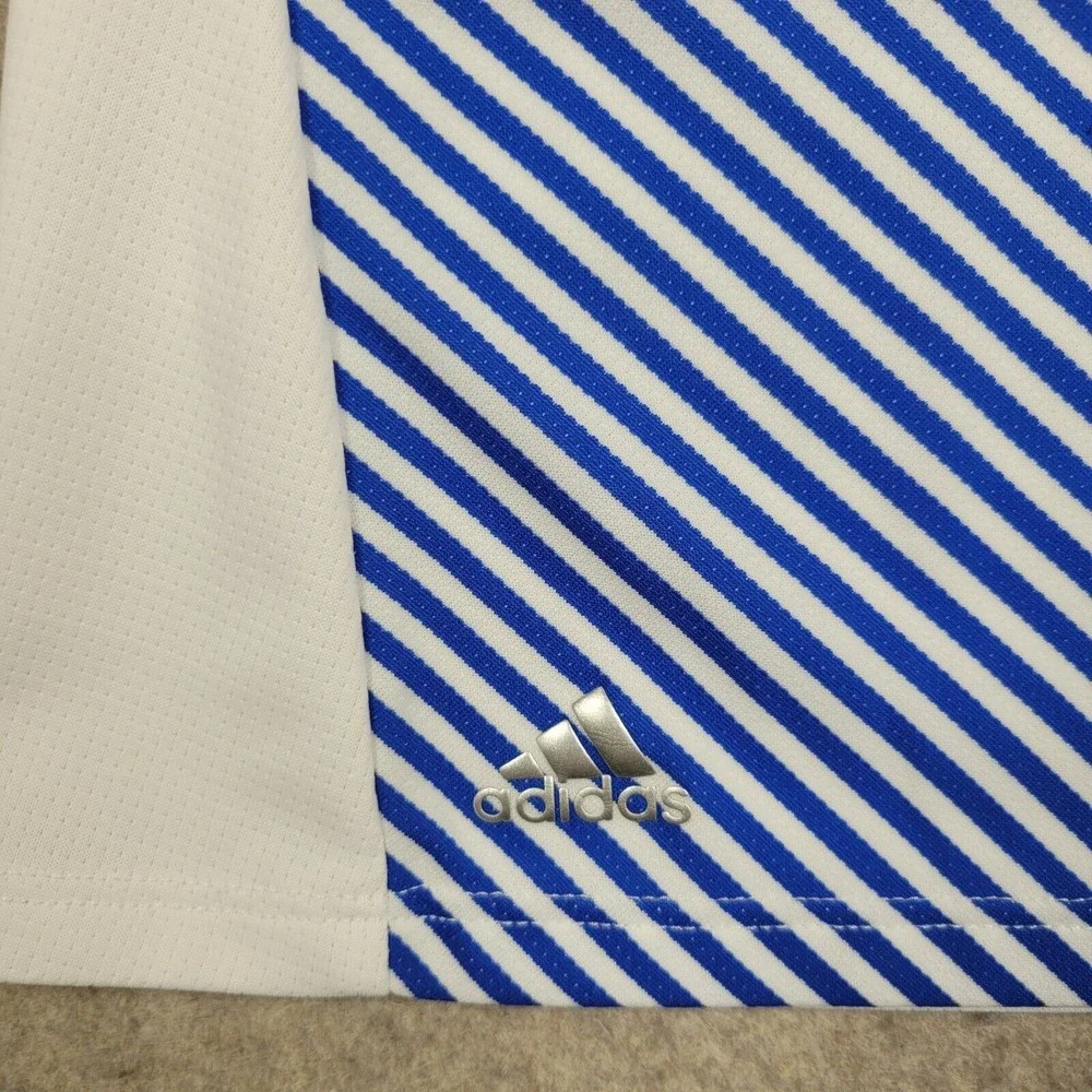 Quail Hollow Adidas Climalite Golf Polo Shirt Womens Medium Blue‎ White Striped